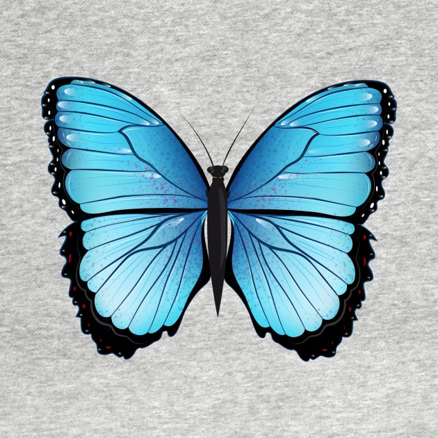 blue butterfly hand drawn and colored by Kisho